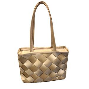 Maggie Bags Recycled Seatbelt Shoulder Footed Bag Beige/ light Khaki tone | OS